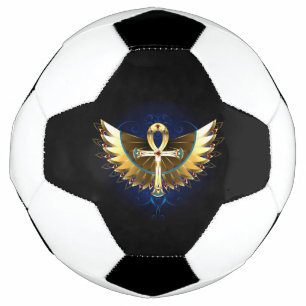 Gold Ankh with Wings Football