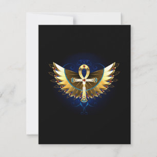 Gold Ankh with Wings Holiday Card
