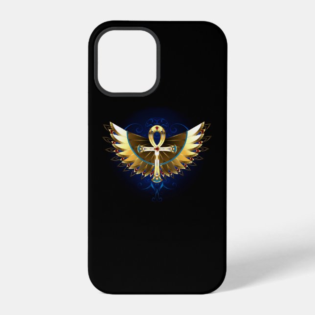 Gold Ankh with Wings iPhone Case (Back)