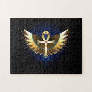 Gold Ankh with Wings Jigsaw Puzzle