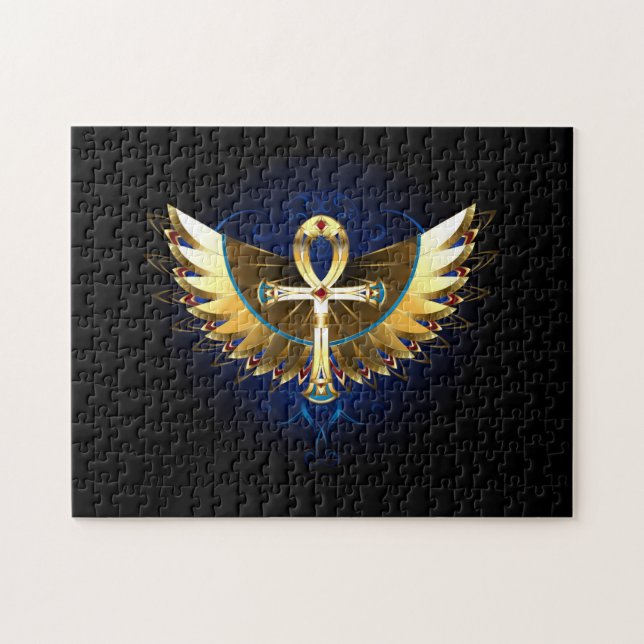 Gold Ankh with Wings Jigsaw Puzzle (Horizontal)