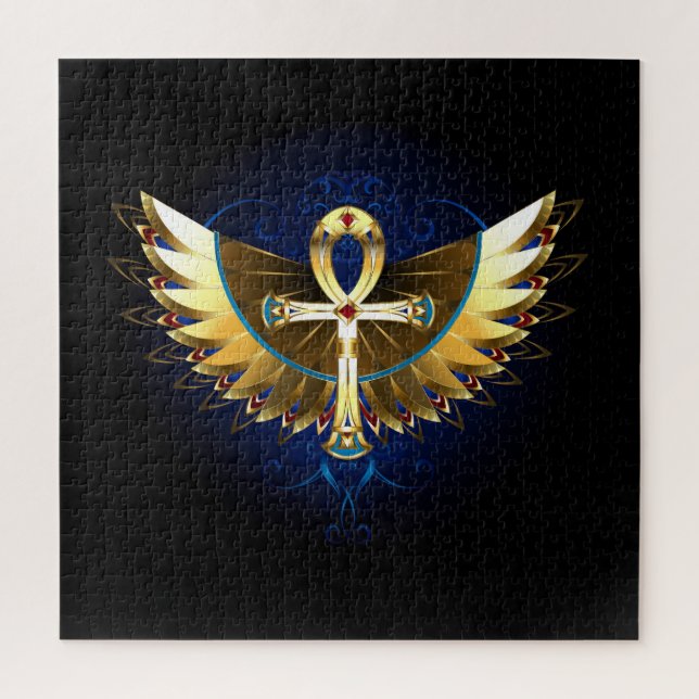 Gold Ankh with Wings Jigsaw Puzzle (Vertical)