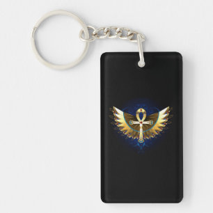 Gold Ankh with Wings Key Ring