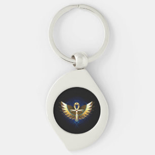 Gold Ankh with Wings Key Ring