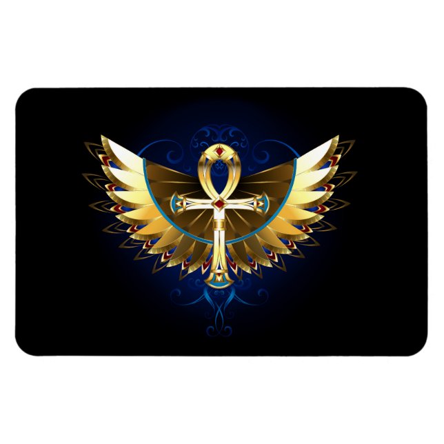 Gold Ankh with Wings Magnet (Horizontal)