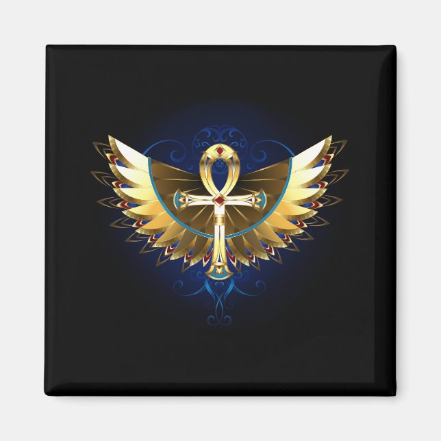 Gold Ankh with Wings Magnet (Front)