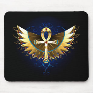 Gold Ankh with Wings Mouse Mat
