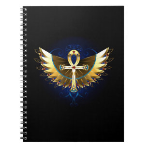 Gold Ankh with Wings Notebook