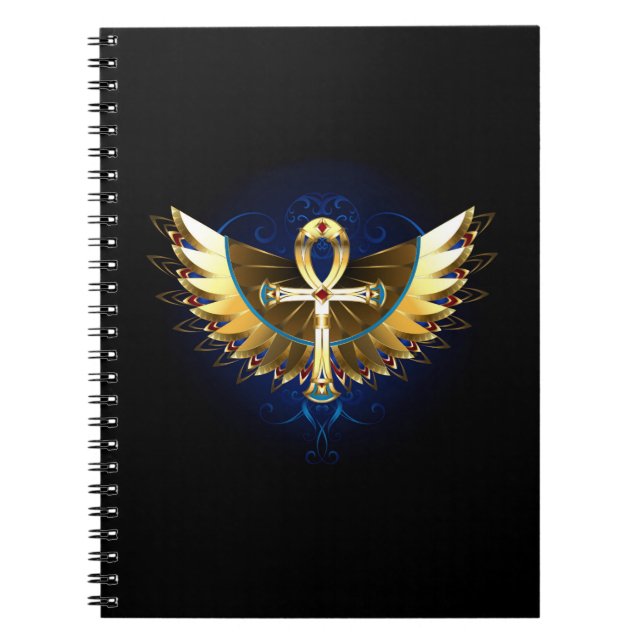 Gold Ankh with Wings Notebook (Front)