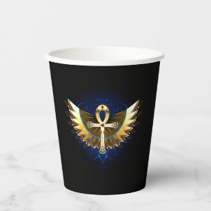 Gold Ankh with Wings Paper Cups