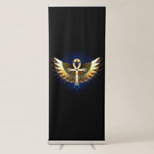 Gold Ankh with Wings Retractable Banner