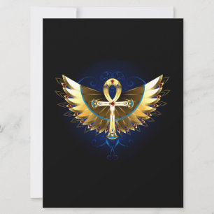Gold Ankh with Wings Save The Date