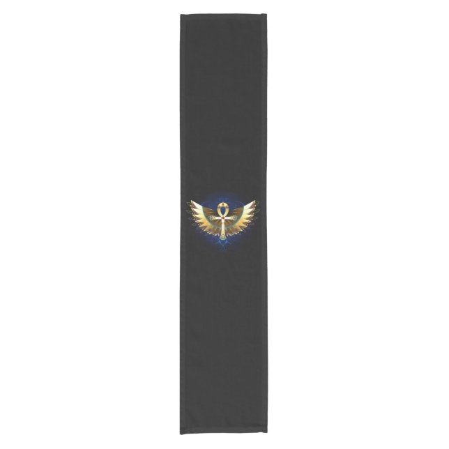 Gold Ankh with Wings Short Table Runner (Front)