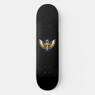 Gold Ankh with Wings Skateboard
