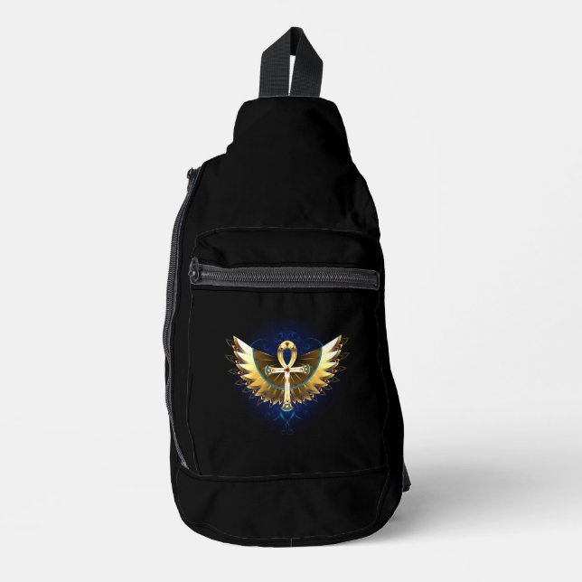 Gold Ankh with Wings Sling Bag (Front)