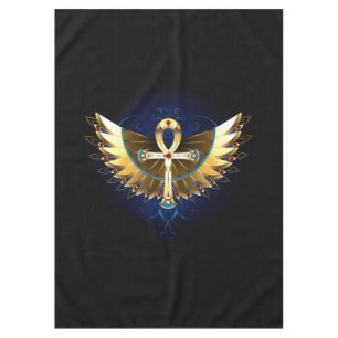 Gold Ankh with Wings Tablecloth