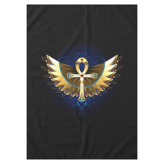 Gold Ankh with Wings Tablecloth (Front)