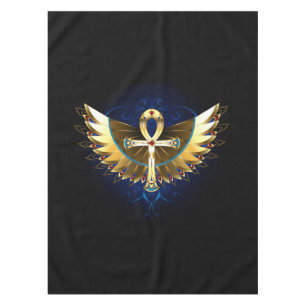 Gold Ankh with Wings Tablecloth