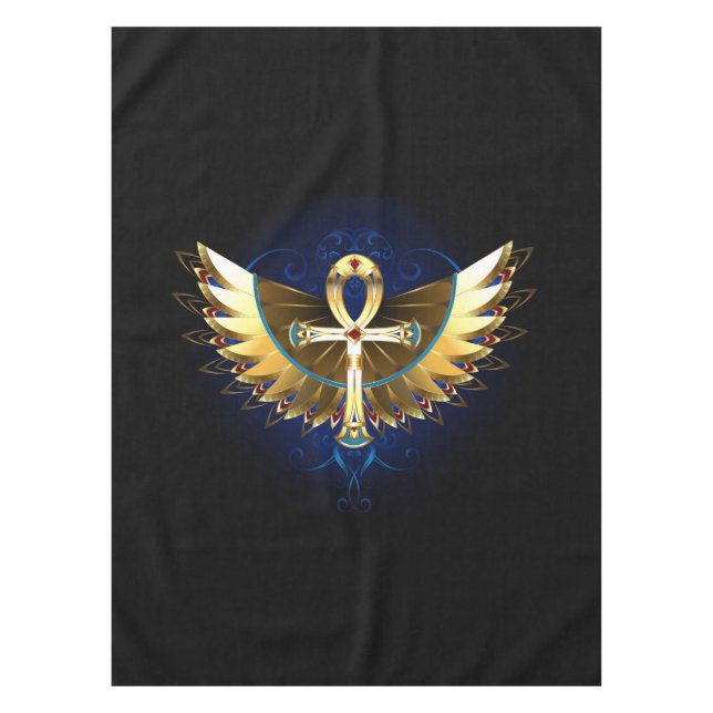 Gold Ankh with Wings Tablecloth (Front)