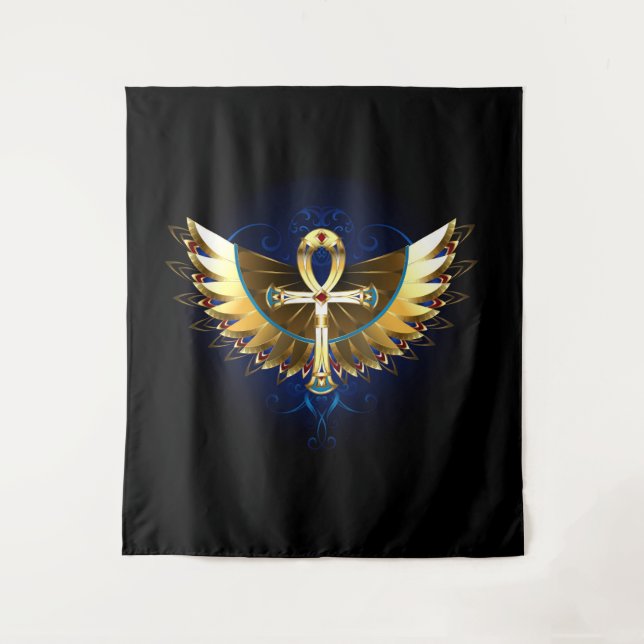 Gold Ankh with Wings Tapestry (Front)