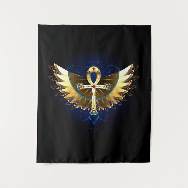 Gold Ankh with Wings Tapestry (Front)