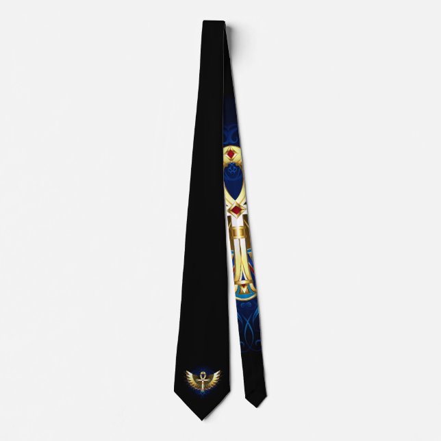 Gold Ankh with Wings Tie (Front)