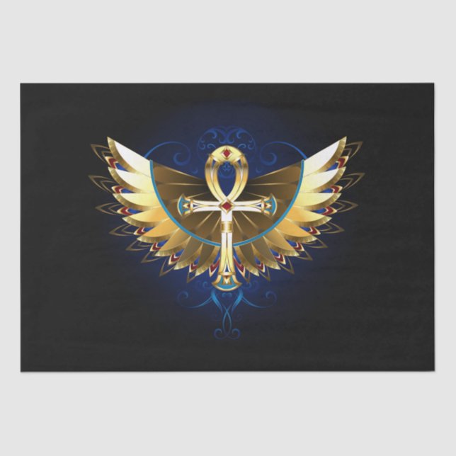 Gold Ankh with Wings Tissue Paper (Front)