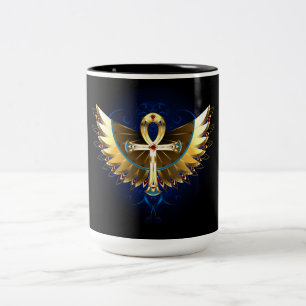 Gold Ankh with Wings Two-Tone Coffee Mug