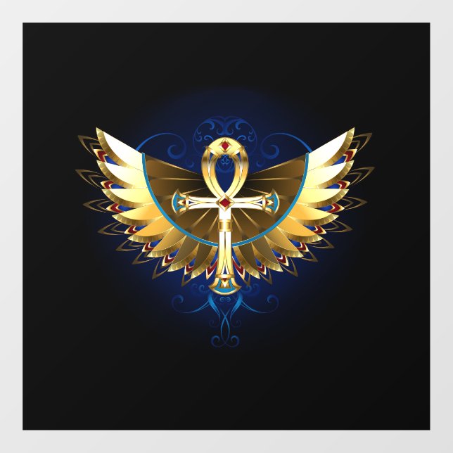 Gold Ankh with Wings Window Cling (Sheet)