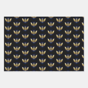 Gold Ankh with Wings Wrapping Paper Sheet