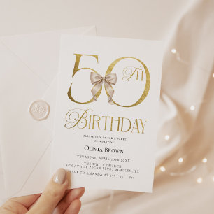 Gold Anniversary 50th Birthday Party Invitation