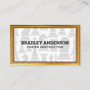 Gold Antique Border   Chess Pieces Business Card