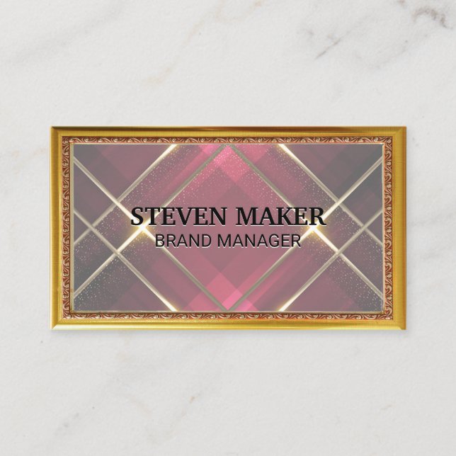 Gold Antique Border | Red Stripes | Gold Lines Business Card (Front)