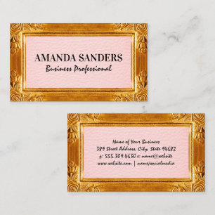 Gold Antique Frame   Leather Business Card