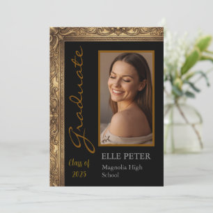 Gold Antique Style Graduation Party Invitation