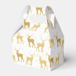 Gold Antler Stag Reindeer Holiday Pattern Favour Box