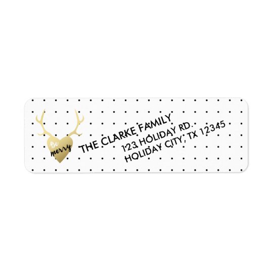 Gold Antlers | Holiday Return Address Label