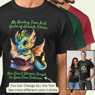 Gold Aqua Baby Dragon Warning Reading Book Voice T-Shirt