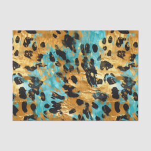 Gold Aqua Black Leopard Animal  Tissue Paper