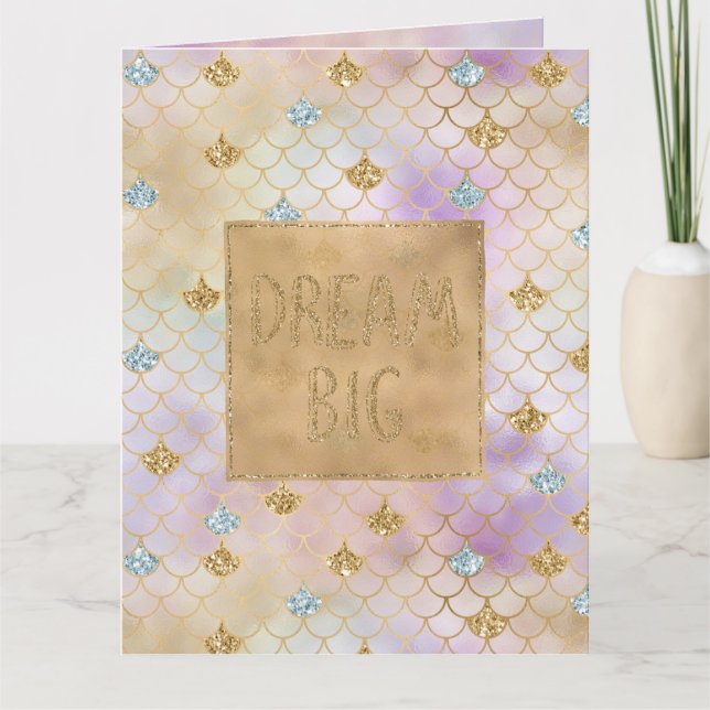 Gold Aqua Glitter Dream Purple Mermaid      Card (Front)