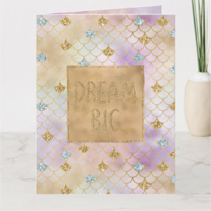 Gold Aqua Glitter Dream Purple Mermaid      Card
