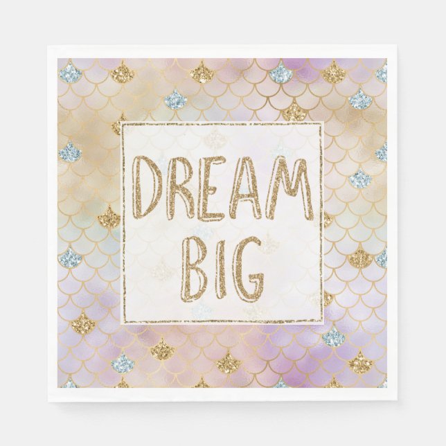 Gold Aqua Glitter Dream Purple Mermaid         Napkin (Front)