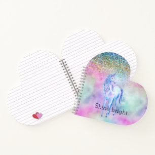 Gold Aqua Glitter Purple Unicorn Sparkle           Notebook