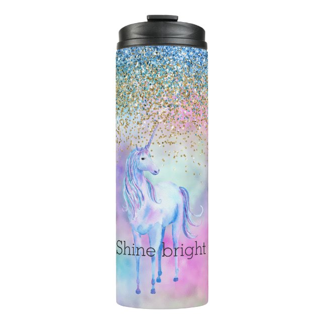Gold Aqua Glitter Purple Unicorn Sparkle       Thermal Tumbler (Front)