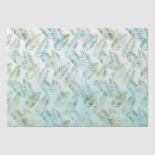 Gold Aqua Green Tropical Leaves Tissue Paper