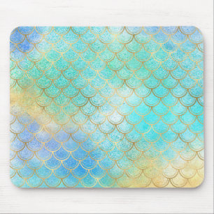 Gold Aqua Mermaid Mouse Mat