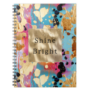 Gold Aqua Pink Abstract Leopard Notebook