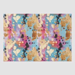 Gold Aqua Pink Abstract Leopard Tissue Paper