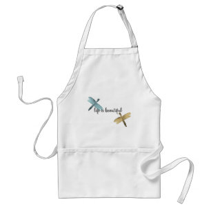 Gold Aqua Watercolor Dragonflies Standard Apron
