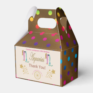 Gold Aquarius Zodiac multicolored confetti  Favour Box